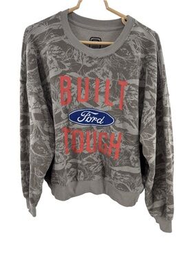 Ford embroidered L Built tough camo sweatshirt oversized casual fall outdoors